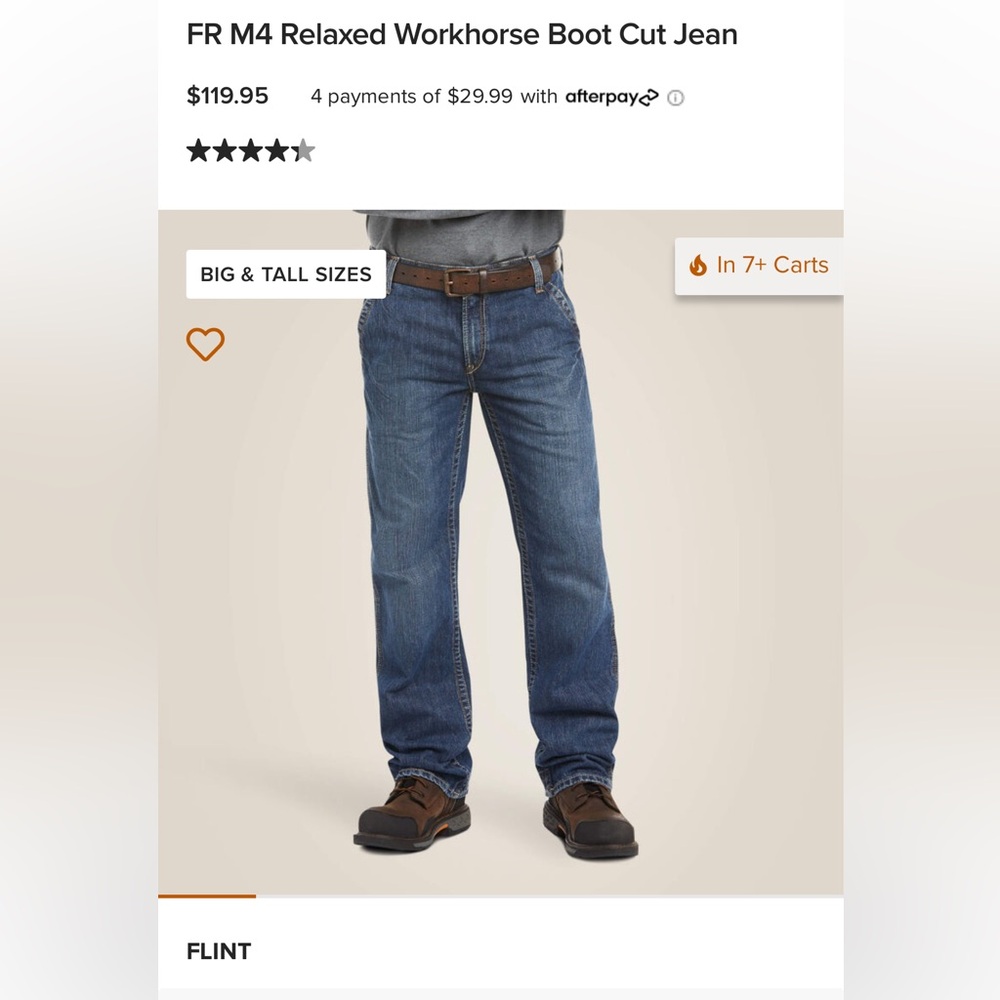 NWT Men’s Ariat M4 FR Relaxed Work Jeans 36x32